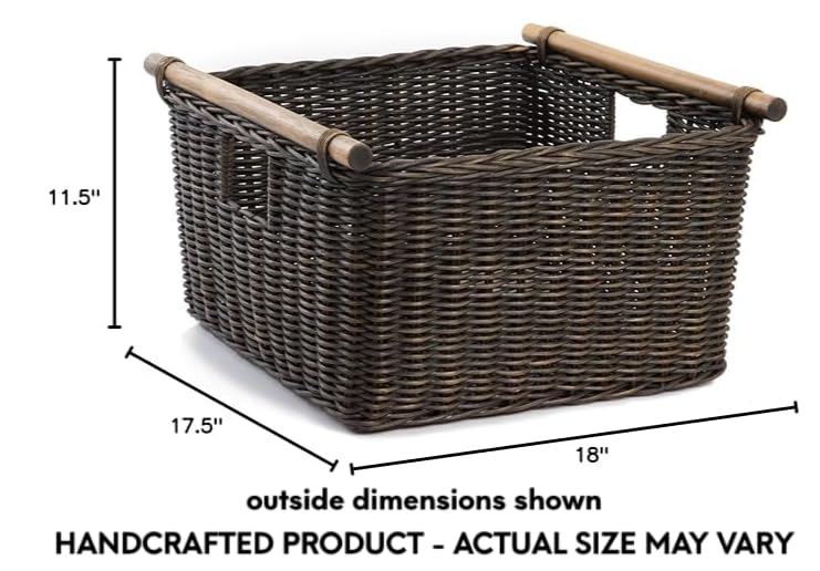 Amazon.com: The Basket Lady Deep Pole Handle Wicker Storage Basket
